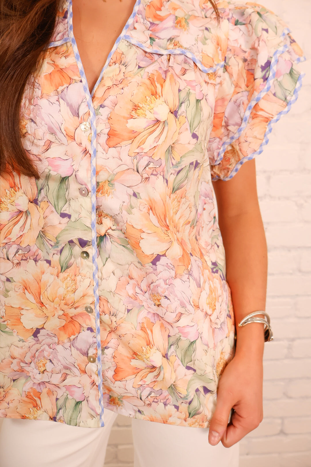 Garden Party Floral Ruffle Blouse