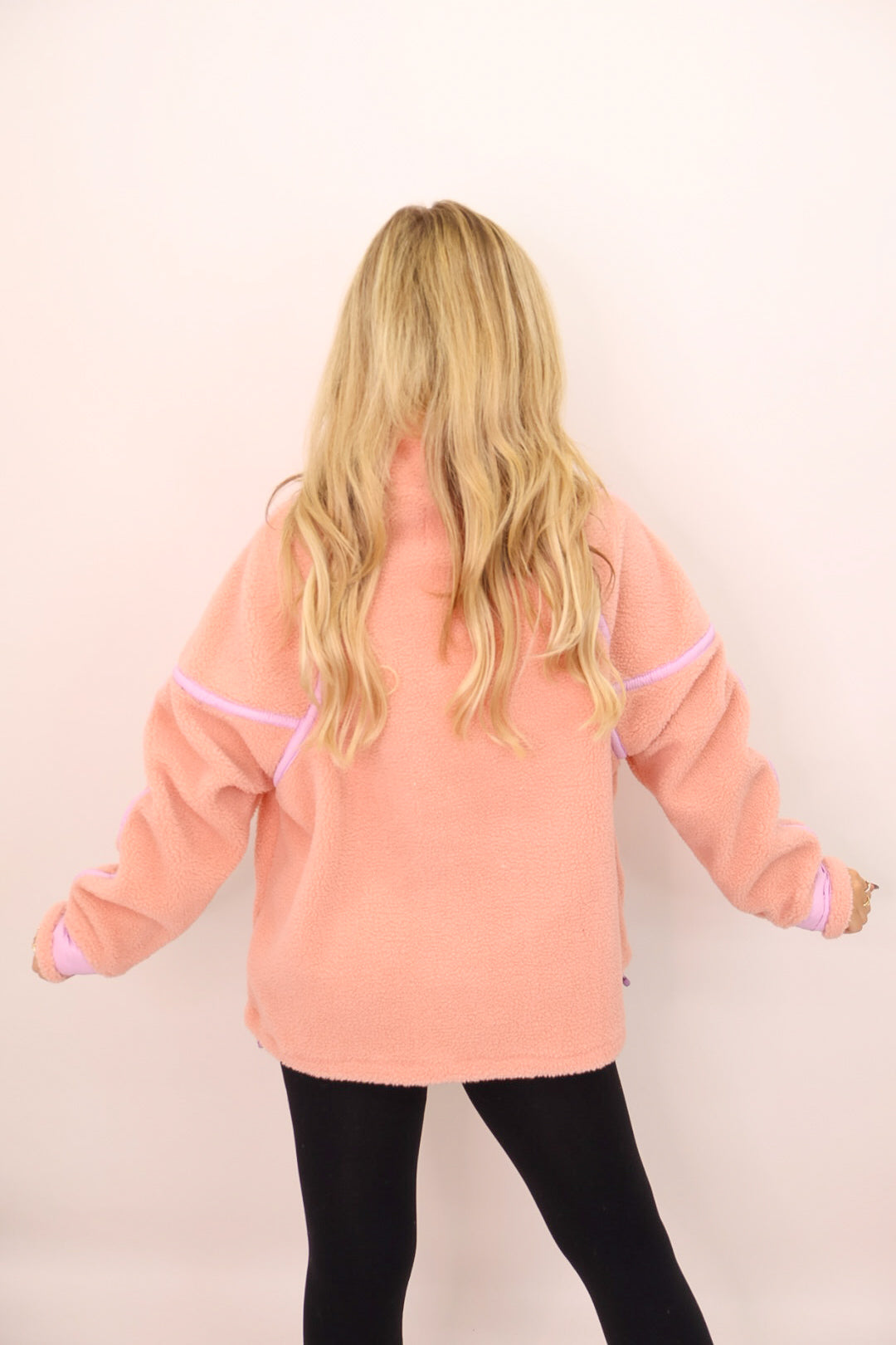 Cozy Sherpa Half-Zip Pullover - Mauve + Pink