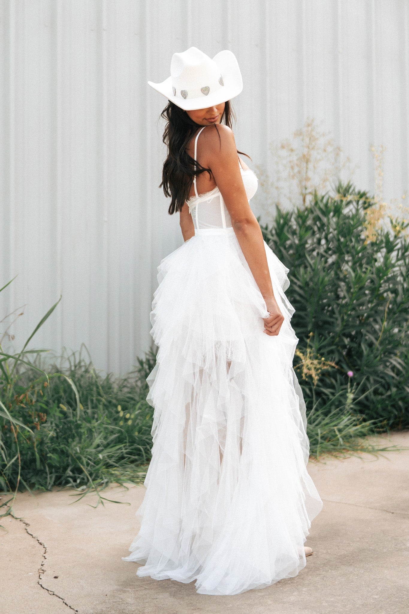 Heavenly Mesh Maxi Gown (White)