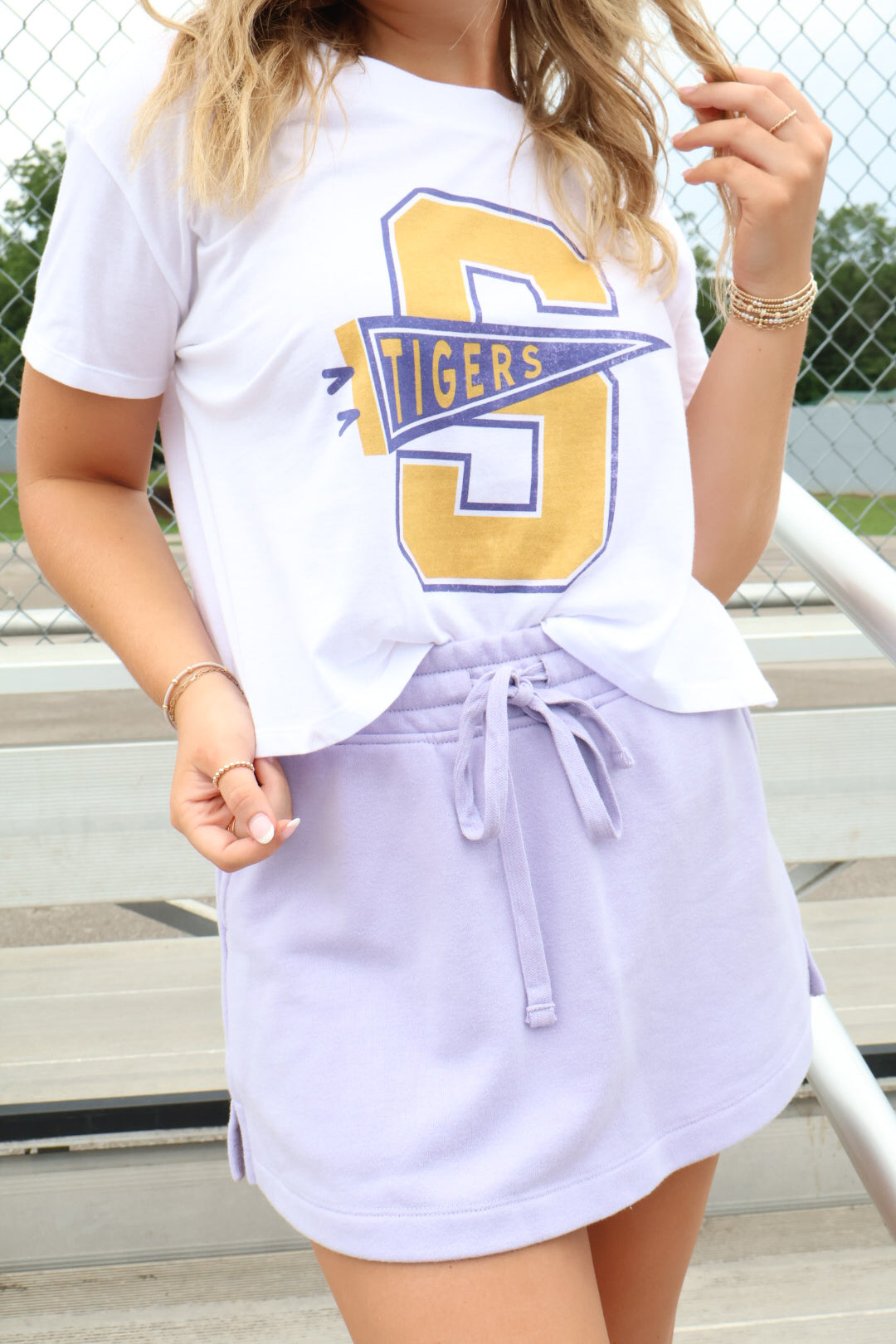 Springville Tigers Pennant Mom Crop Tee