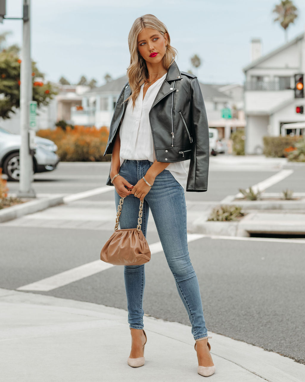 Girona Satin Blouse - Pearl