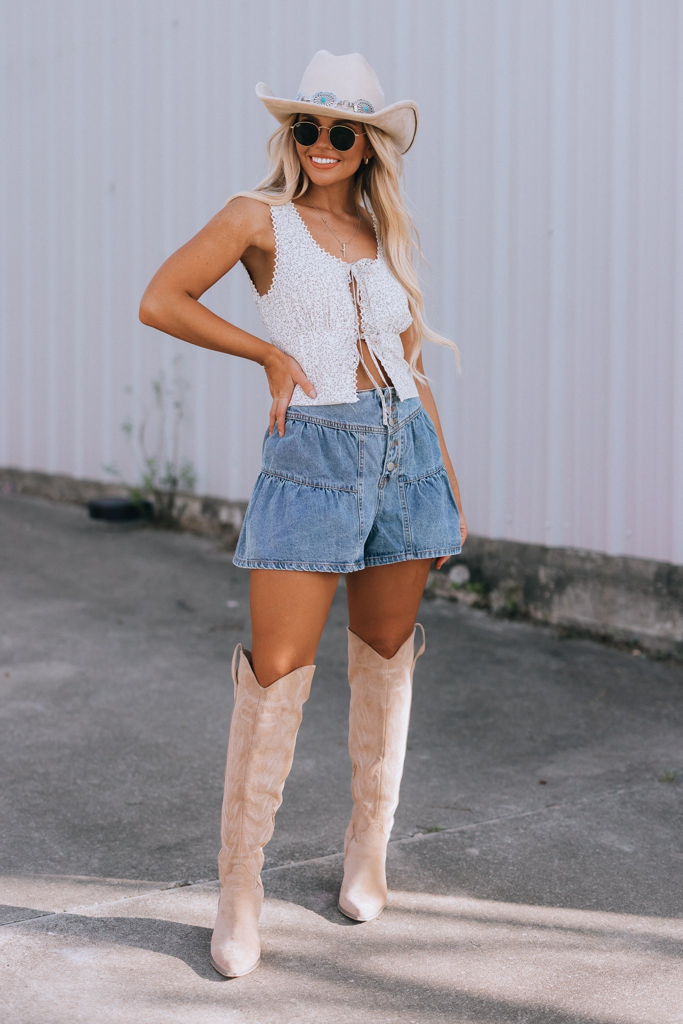 Blue Jean High Waist Flare Shorts