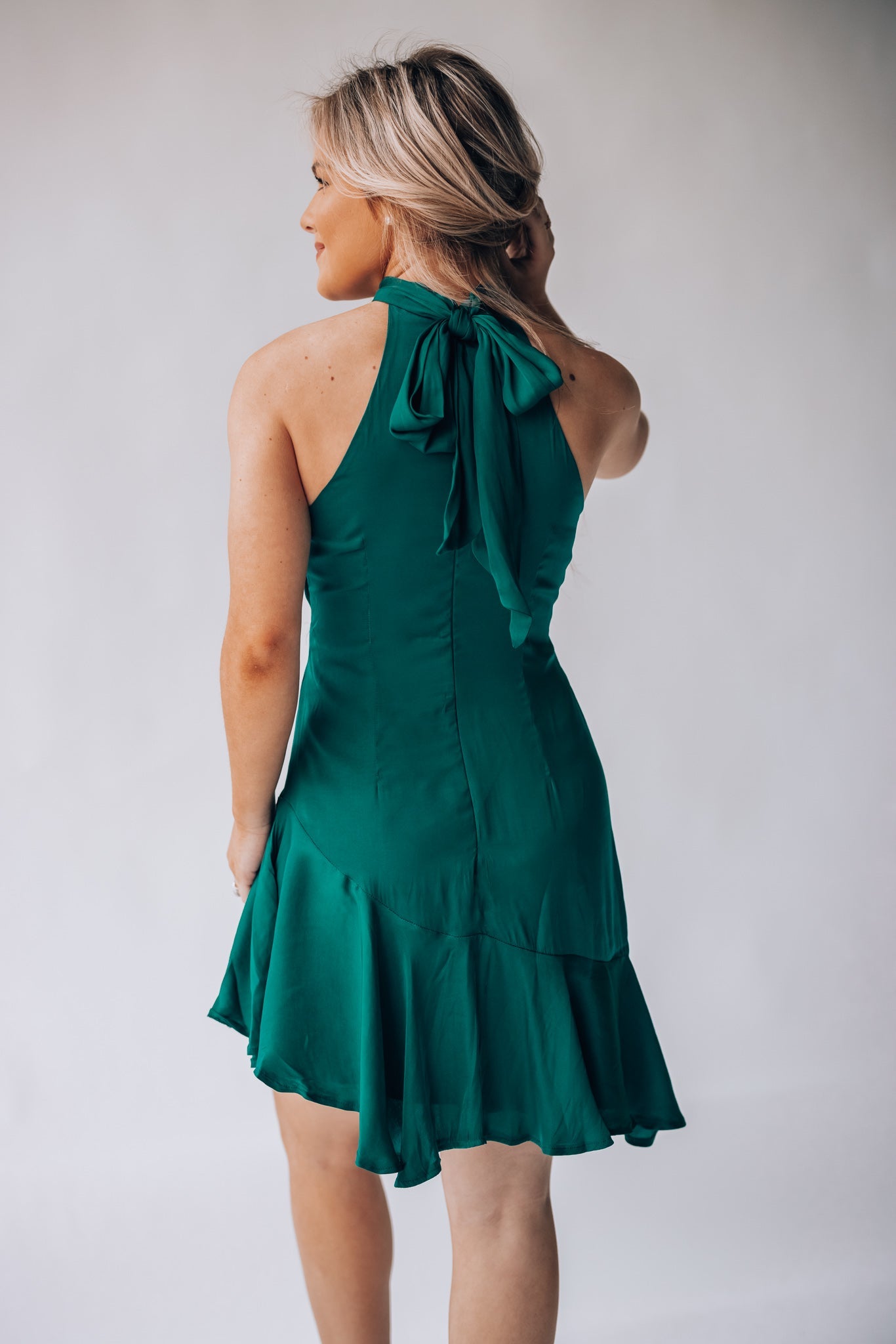 Under The Stars Halter Mini Dress (Forest Green) FINAL SALE