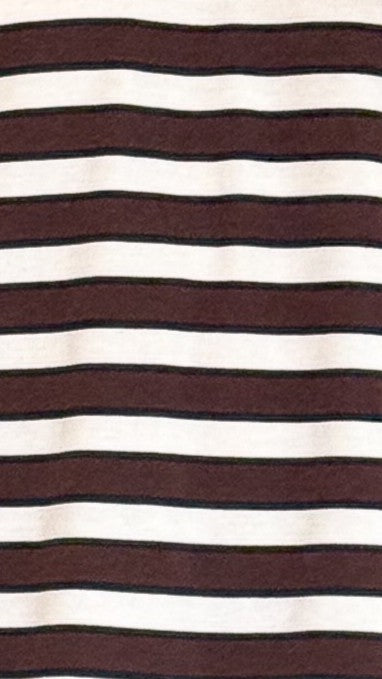 Solana Long Sleeve Top - Large Choc/White Stripe