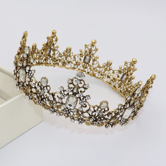 Baroque Royal Queen Crown Luminesque Crystal Rhinestones- Bride- Quinceañera