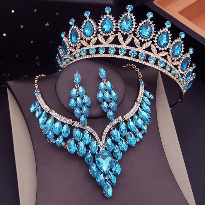 Fit for a Queen Jewelry Set - Tiara - Choker Necklace-Earrings - Brides- Quinceañeras