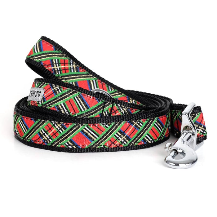 The Worthy Dog Leashes Holiday Red Lurex Plaid Dog Leash - Large