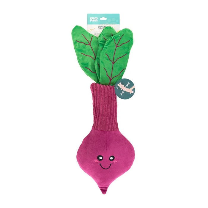 ZippyPaws dog toys Jigglerz Beet Magenta Plush Squeaky Dog Toy