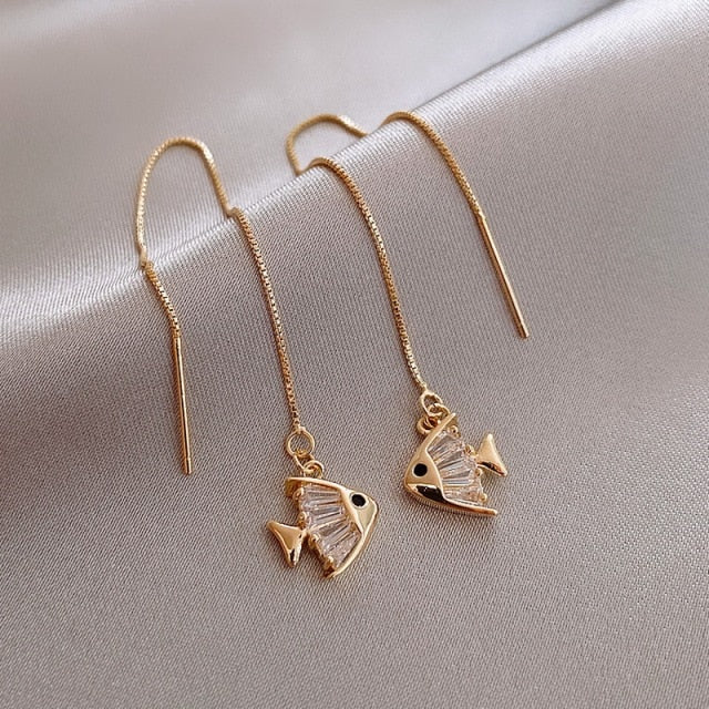 Long Drop Fashion Earrings for Women with Heart Tassel or Crystal Bow or Butterfly Design