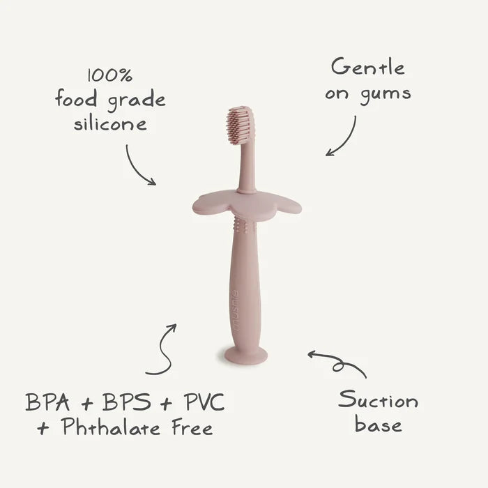 Mushie - Flower Training Toothbrush - Blush - Mabel & Fox
