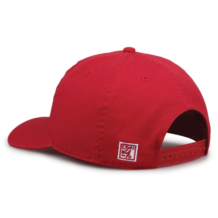 Nebraska Cornhuskers Original Heritage Bar Snapback in red, rear view showing adjustable snapback closure
