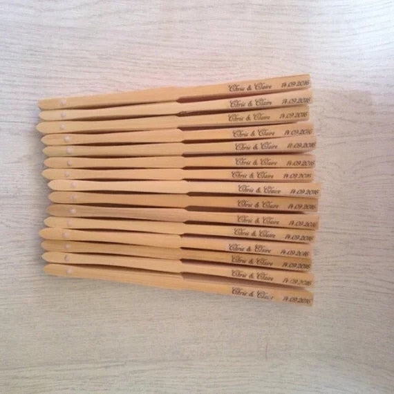 One Lot of 50 pieces - Personalized Sandalwood Folding Silk Hand Fans with organza bag-Favor for Wedding or Mis Quince