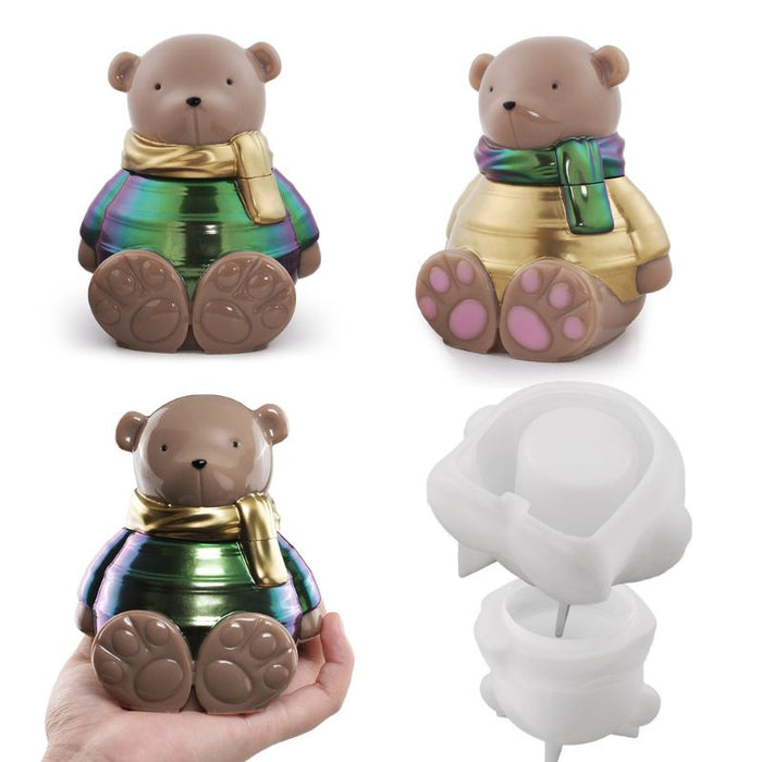 Scarf Bear Storage Jar Resin Mold
