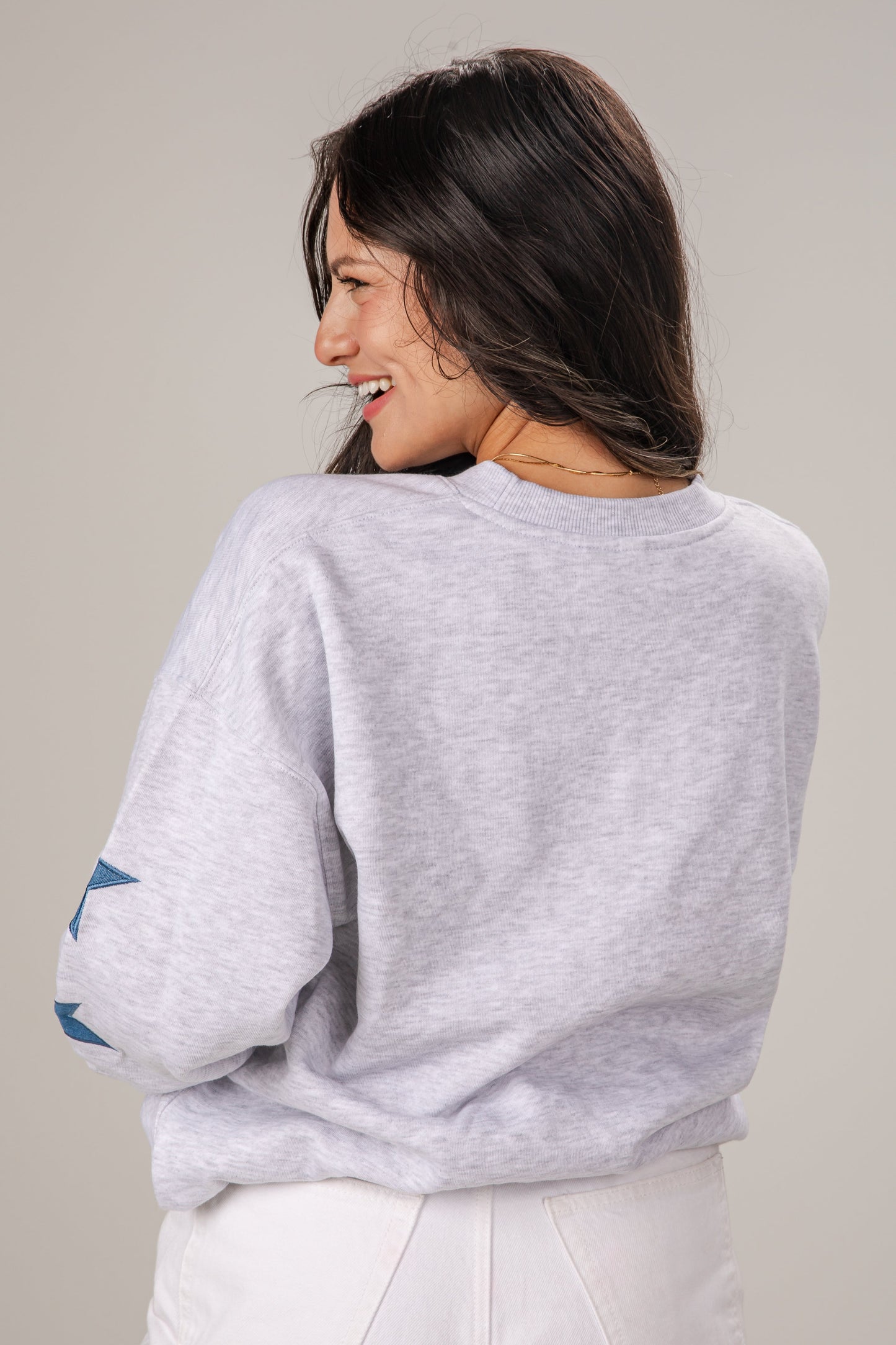 Atlanta Star Denim Patch Heather Grey Sweatshirt