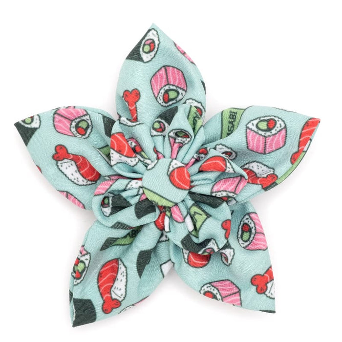 The Worthy Dog Bow Ties SM Sushi Flower Mint Green Pet Collar Attachment - 2 Sizes