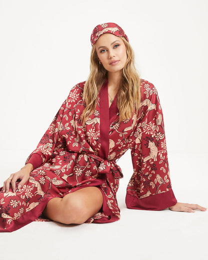 Galilea Satin Printed Kimono Robe