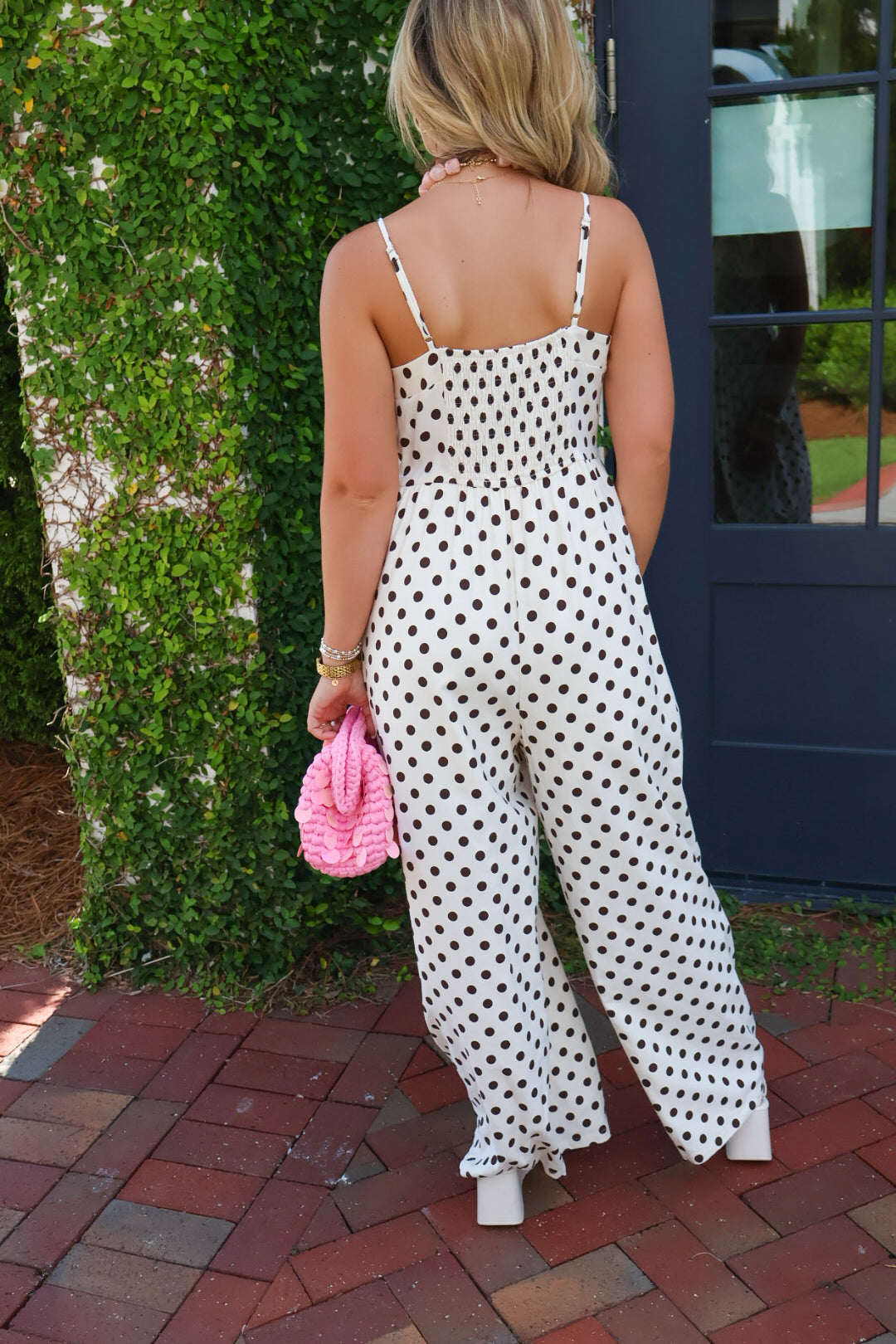 Cream + Brown Polka Dot Jumpsuit