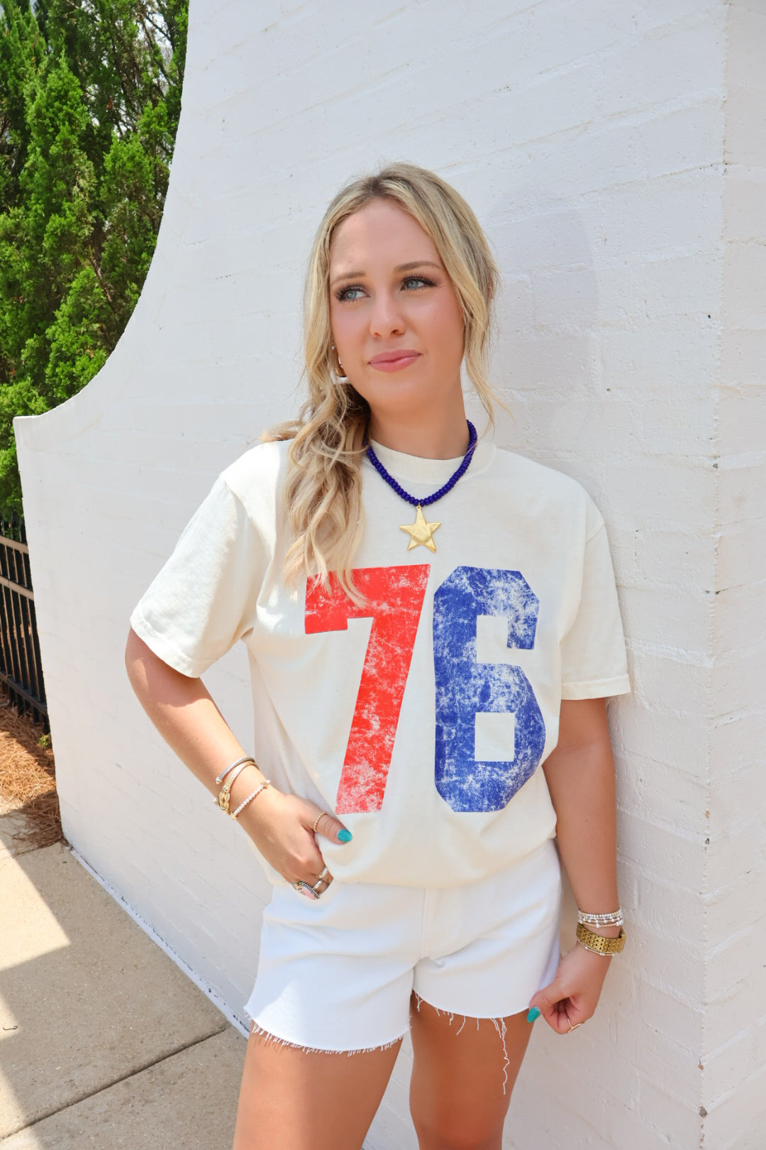 '76 Distressed Varsity Graphic Tee