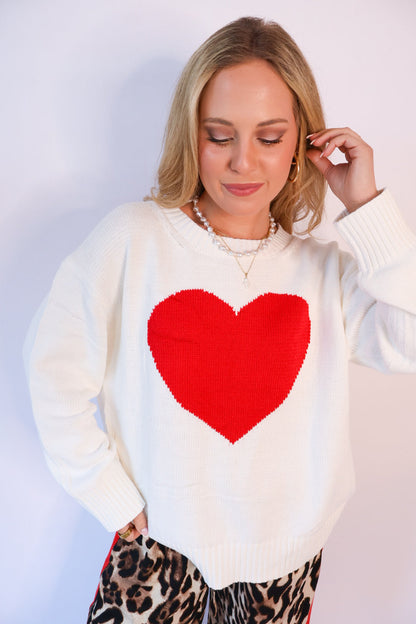 Oversized Heart Sweater - Ivory