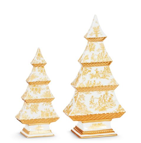 12.5" White and Gold Trees