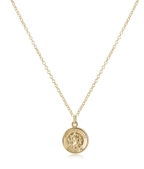 16" necklace gold - protection gold disc