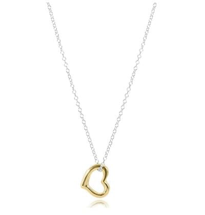 16" Necklace Sterling Mixed Metal-Love Gold Charm