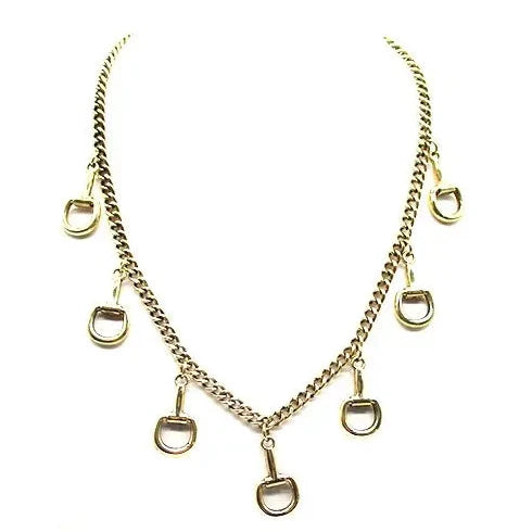 17" Western Snaffle Bit Charm Necklace in Gold