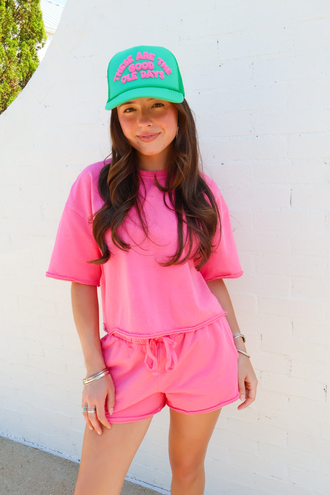 Casual Boxy Tee + Shorts Set - Taffy Pink