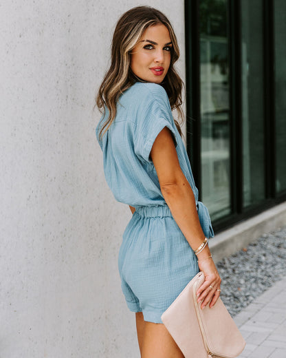Donnelly Cotton Pocketed Button Down Romper