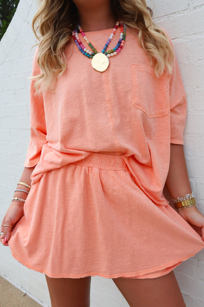 Slub Cotton Skort Set - Orange Creamsicle