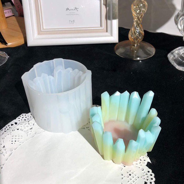 2 Pcs Crystal Cluster Tea Light Candle Holder Mold