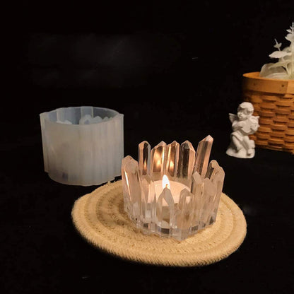 2 Pcs Crystal Cluster Tea Light Candle Holder Mold