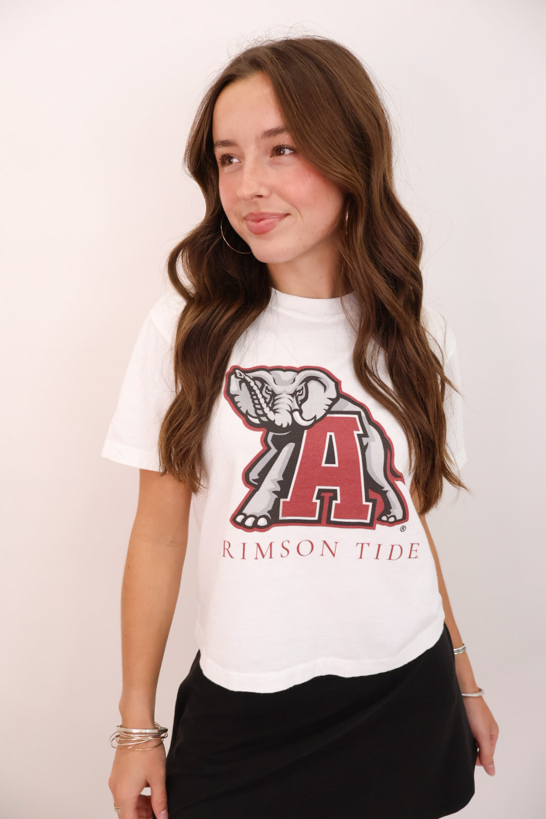 Crimson Tide Alabama Throwback Logo Crop Tee