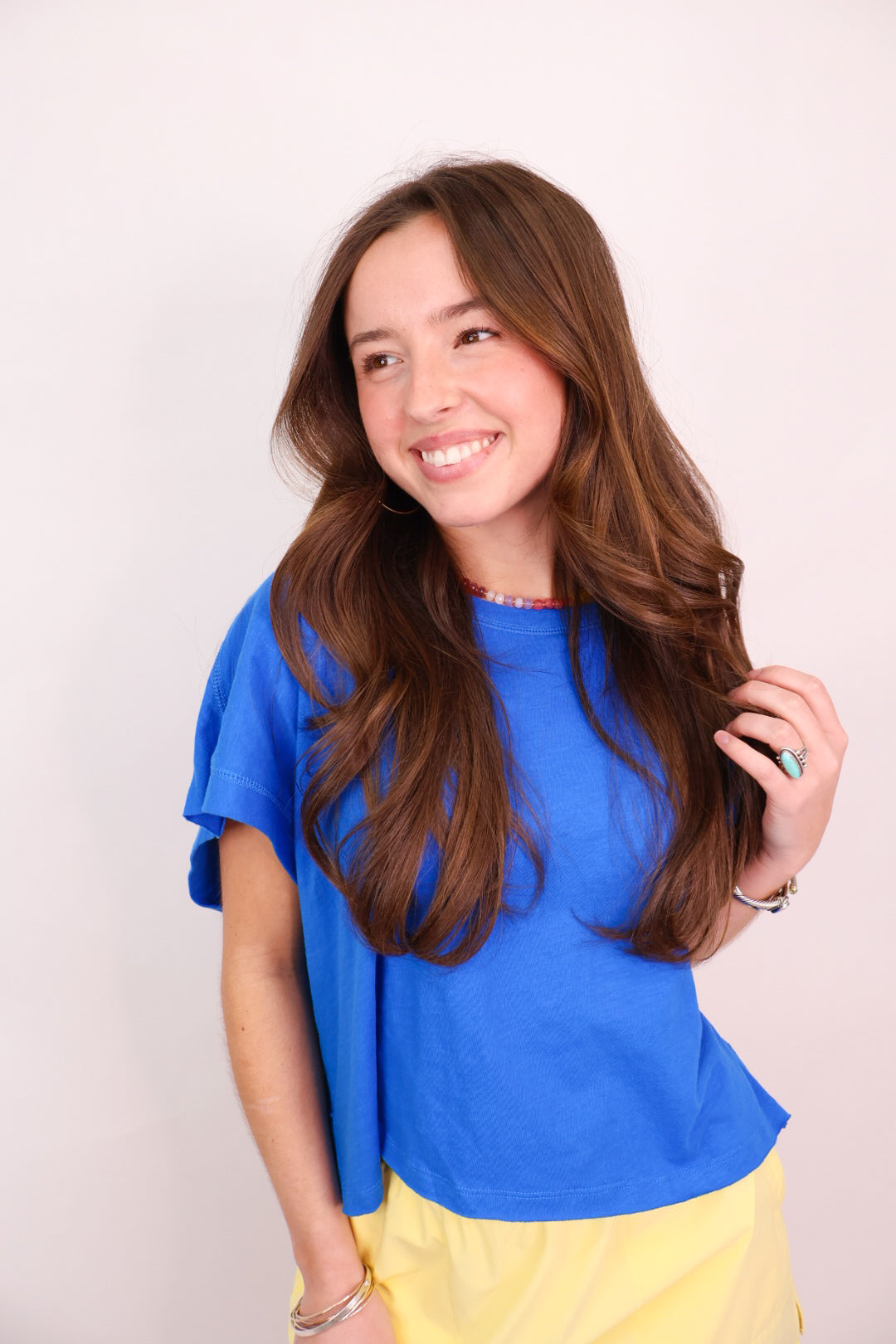 Open Back Everyday Slub Tee - Cobalt Blue