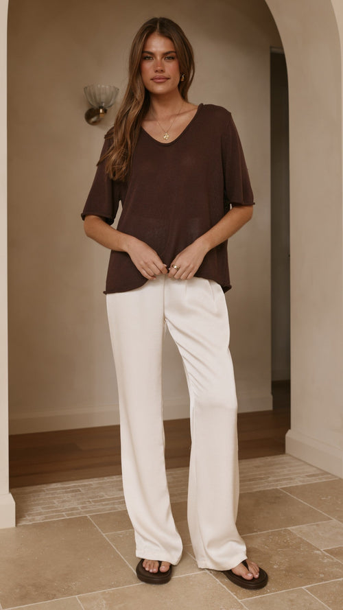 Spring Scoop Neck Tee - Chocolate