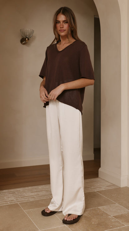 Spring Scoop Neck Tee - Chocolate