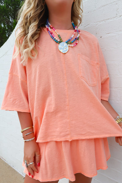 Slub Cotton Skort Set - Orange Creamsicle