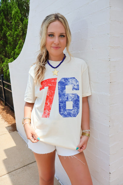 '76 Distressed Varsity Graphic Tee