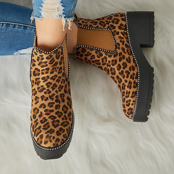 Casual Snakeskin Platform Slip On Boots