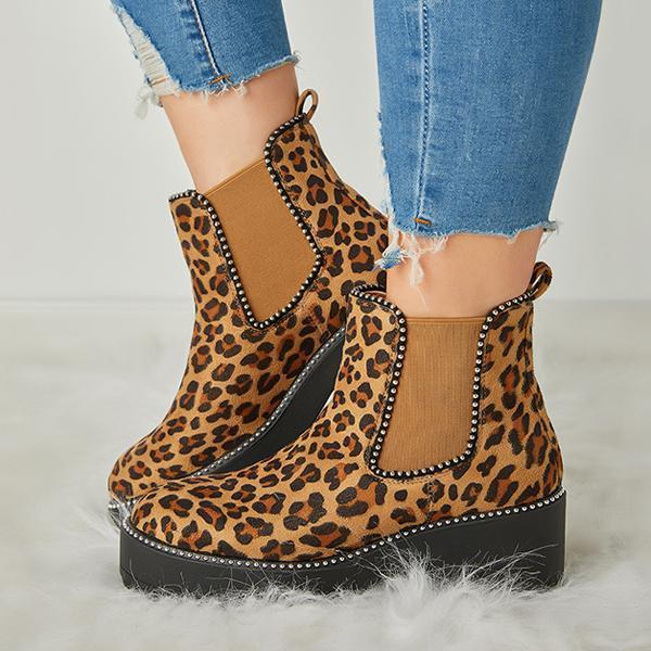 Casual Snakeskin Platform Slip On Boots