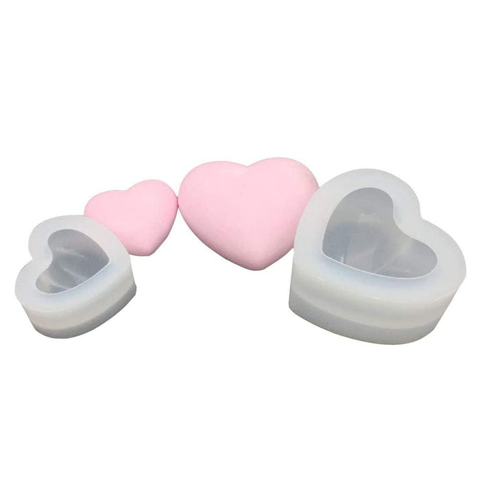2pcs 3D Heart Silicone Molds for Epoxy Resin Small Mirror Heart Shape