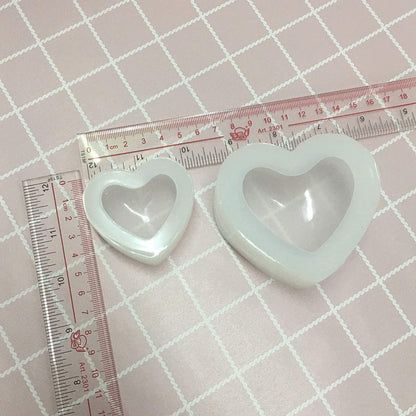 2pcs 3D Heart Silicone Molds for Epoxy Resin Small Mirror Heart Shape