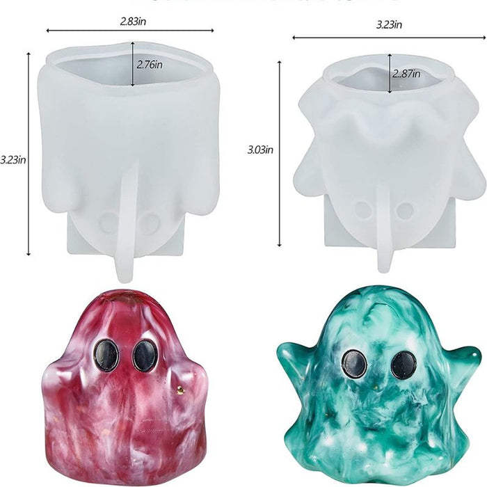 2Pcs Halloween Ghost Shape Silicone Resin Molds Halloween Craft Home Decoration