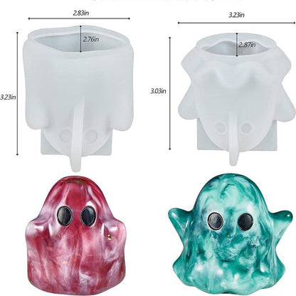 2Pcs Halloween Ghost Shape Silicone Resin Molds Halloween Craft Home Decoration