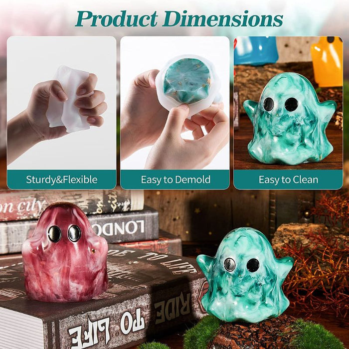 2Pcs Halloween Ghost Shape Silicone Resin Molds Halloween Craft Home Decoration