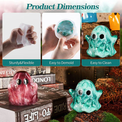 2Pcs Halloween Ghost Shape Silicone Resin Molds Halloween Craft Home Decoration