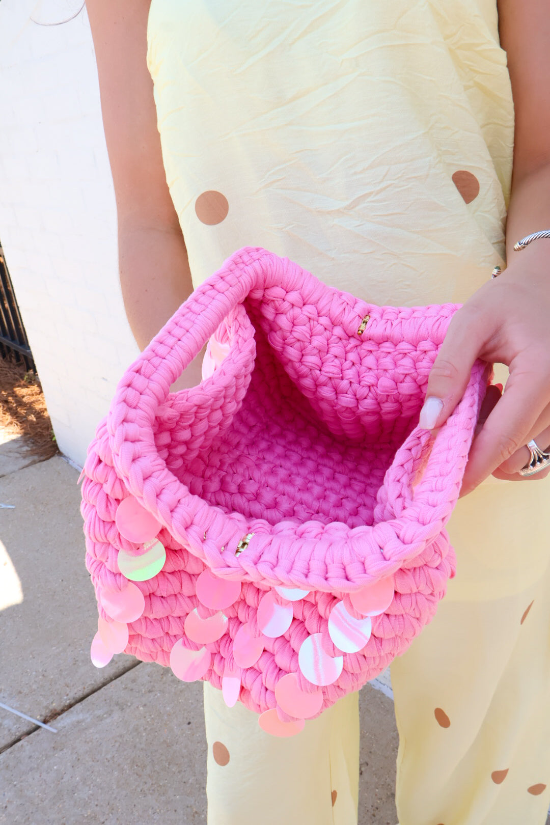 Tropez Sequin Beaded Handbag- Pink