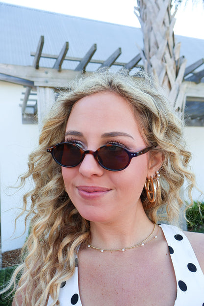 Retro Round Frame Sunglasses - Brown Tortoise