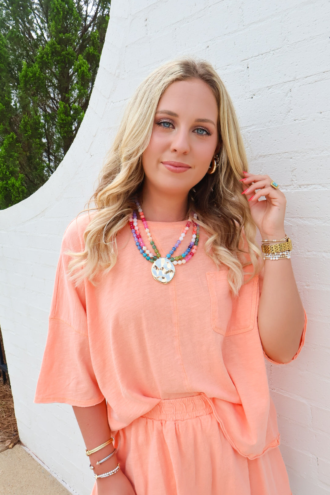Slub Cotton Skort Set - Orange Creamsicle