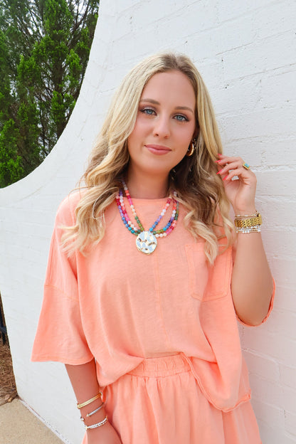 Slub Cotton Skort Set - Orange Creamsicle